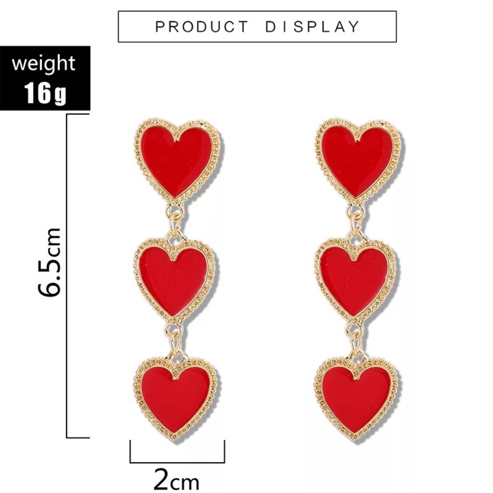 Red Dangle Heart Earrings❤️ - Picture 3 of 3